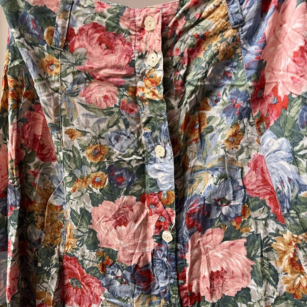 Floral Button-Front Midi Skirt - Pink & Green - Picture 5 of 5